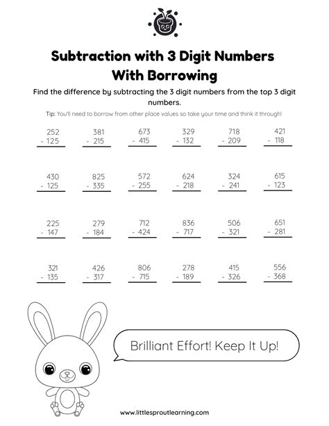 subtraction 3 digit with borrowing|Subtraction of 3.